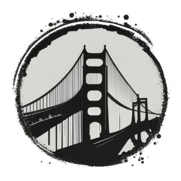 Силуэт моста в круге (AI-generated)
